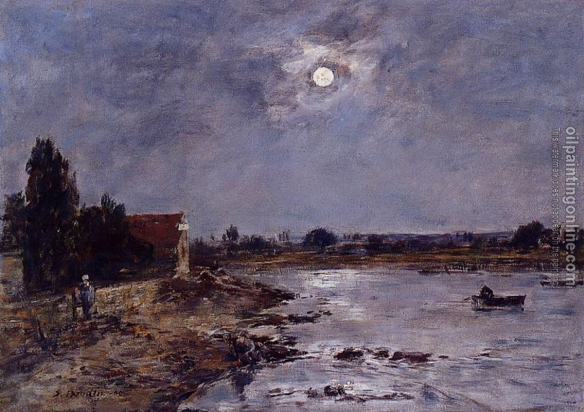 Boudin, Eugene - The Banks of the Touques - Moonlight